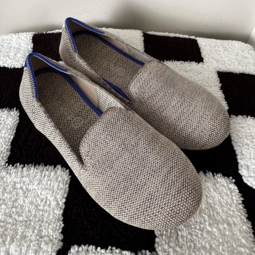 Rothy's Kids Dress Shoes in Tan and Blue